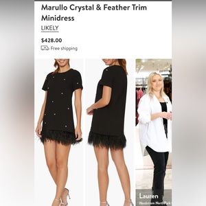 EUC likely marullo crystal and feathered mini dress